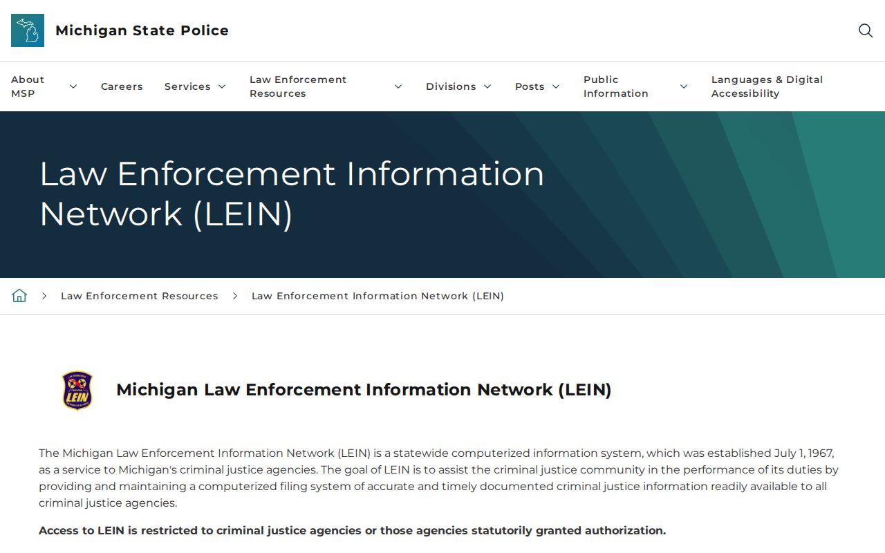 Keweenaw County active warrant search page showing the restricted state law enforcement network