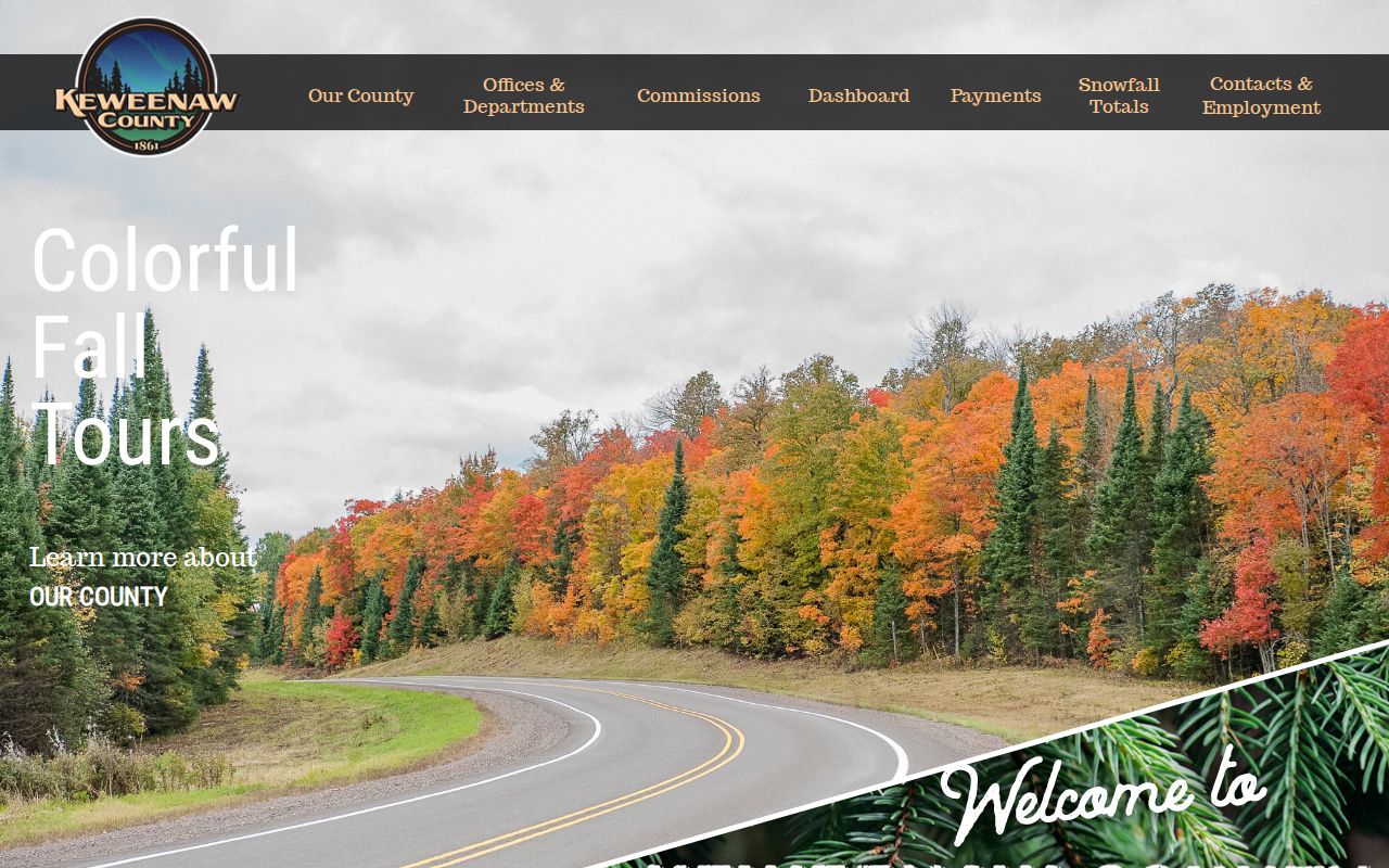 Keweenaw County warrant check landing page on the official county website