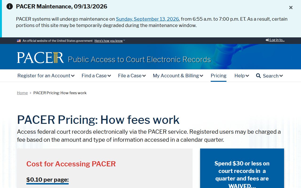 Keweenaw County arrest warrant lookup page showing federal court record fees and search rules